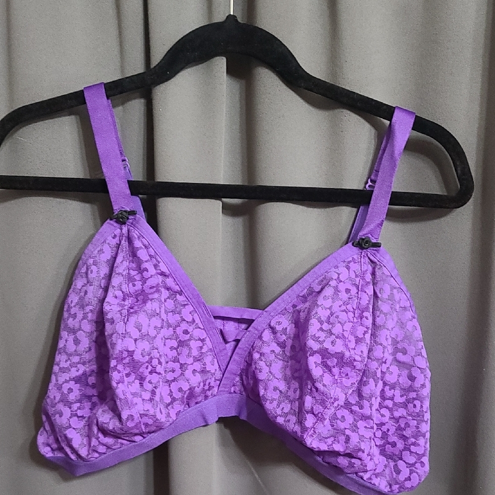 Cacique Womens Bra Purple Lacy Adjustable No Padding Sz 44DD‎ EUC